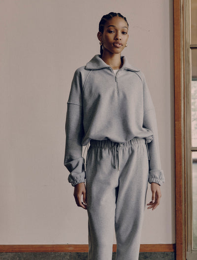 Classic Half Zip Sweatshirt in Grey Marl
