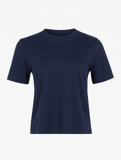 Compact Cotton Boxy T-shirt in Navy