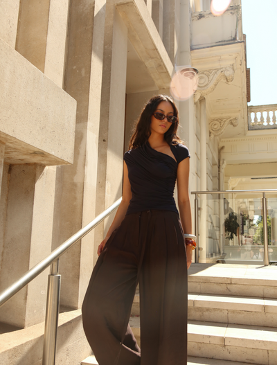 Scarab Micromodal Cut Out Top In Navy