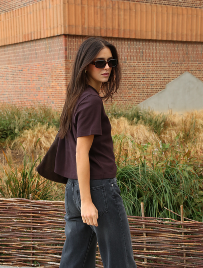 Compact Cotton Boxy T-shirt in Mahogany