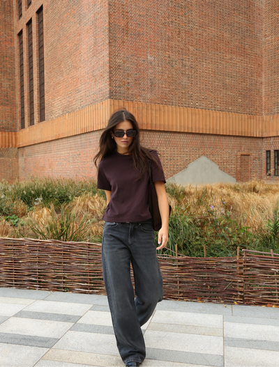 Compact Cotton Boxy T-shirt in Mahogany