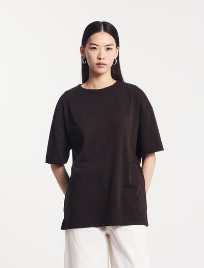 Classic Cotton Oversized T-Shirt in Bitter Chocolate