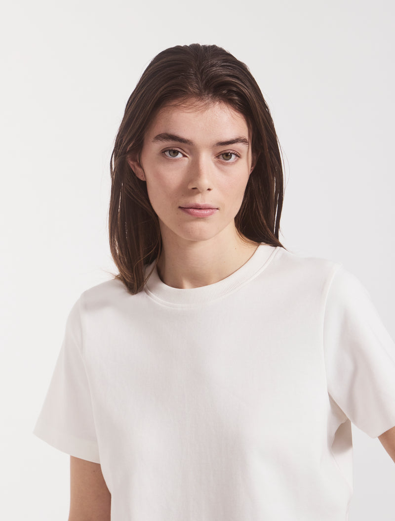 Compact Cotton Boxy T-shirt in Off White