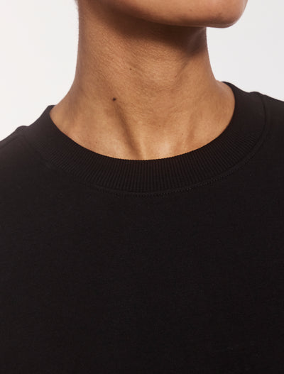 Compact Cotton Long Sleeve T-Shirt in Black