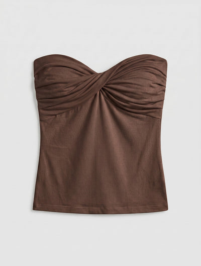 Lilly Twist Front Bandeau In Mocha
